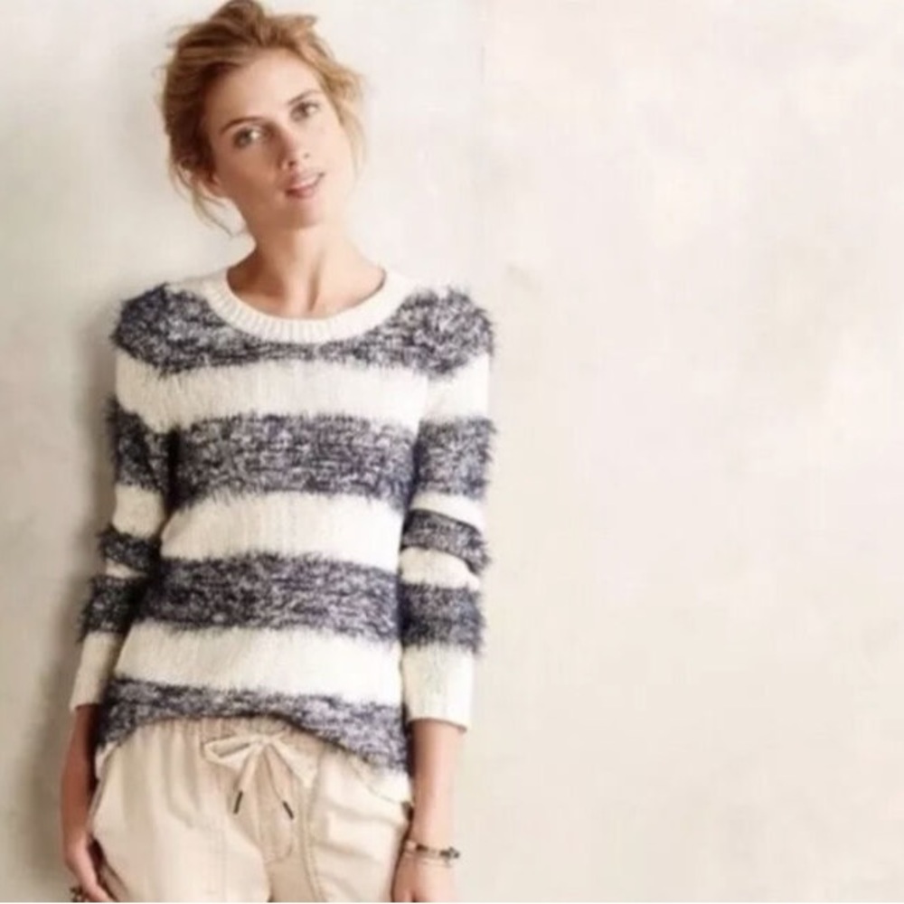 Anthropologie Tabitha eyelash striped pullover